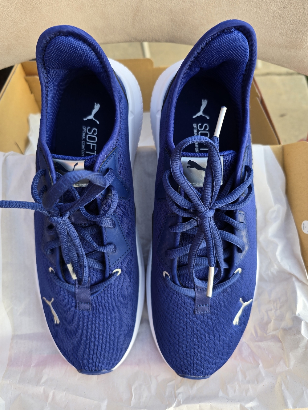 Puma Navy Blue Knit Sneakers with White Soles